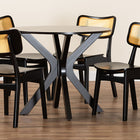 Baxton Studio Linnet Mid-Century Modern Dark Brown Finished Wood and Rattan 5-Piece Dining Set