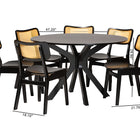 Baxton Studio Linnet Mid-Century Modern Dark Brown Finished Wood and Rattan 7-Piece Dining Set