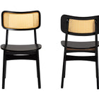 Baxton Studio Tafari Mid-Century Modern Dark Brown Finished Wood and Rattan 2-Piece Dining Chair Set