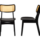 Baxton Studio Tafari Mid-Century Modern Dark Brown Finished Wood and Rattan 2-Piece Dining Chair Set