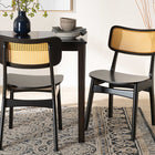 Baxton Studio Tafari Mid-Century Modern Dark Brown Finished Wood and Rattan 2-Piece Dining Chair Set