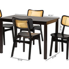Baxton Studio Estera Mid-Century Modern Dark Brown Finished Wood and Rattan 5-Piece Dining Set