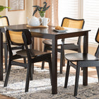 Baxton Studio Estera Mid-Century Modern Dark Brown Finished Wood and Rattan 5-Piece Dining Set