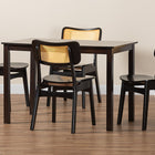 Baxton Studio Estera Mid-Century Modern Dark Brown Finished Wood and Rattan 5-Piece Dining Set