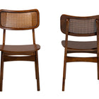 Baxton Studio Tafari Mid-Century Modern Walnut Brown Finished Wood and Rattan 2-Piece Dining Chair Set