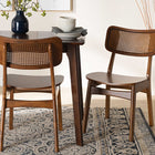 Baxton Studio Tafari Mid-Century Modern Walnut Brown Finished Wood and Rattan 2-Piece Dining Chair Set