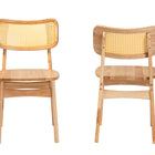 Baxton Studio Tadeo Mid-Century Modern Oak Brown Finished Wood and Rattan 2-Piece Dining Chair Set