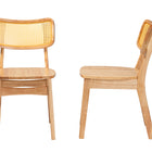 Baxton Studio Tadeo Mid-Century Modern Oak Brown Finished Wood and Rattan 2-Piece Dining Chair Set