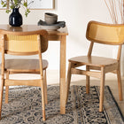 Baxton Studio Tadeo Mid-Century Modern Oak Brown Finished Wood and Rattan 2-Piece Dining Chair Set