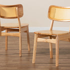 Baxton Studio Tadeo Mid-Century Modern Oak Brown Finished Wood and Rattan 2-Piece Dining Chair Set