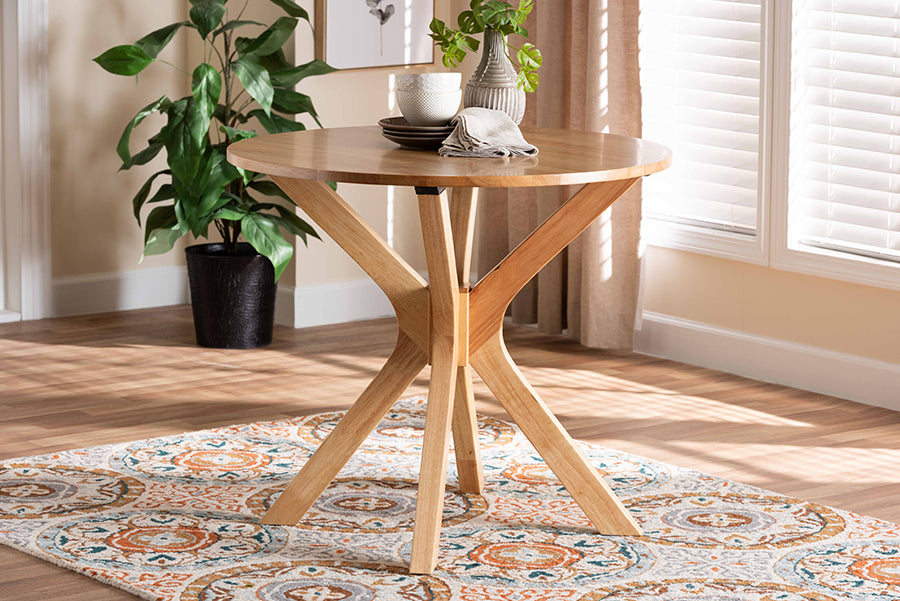 Baxton Studio Kenji Modern Natural Brown Finished Wood 34-Inch-Wide Round Wood Dining Table