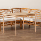 bali & pari Adora Modern Bohemian Honey Rattan 4-Piece Dining Nook Set