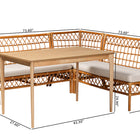 bali & pari Adora Modern Bohemian Honey Rattan 4-Piece Dining Nook Set