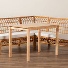 bali & pari Aina Modern Bohemian Honey Rattan 4-Piece Dining Nook Set