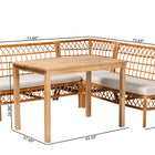 bali & pari Aina Modern Bohemian Honey Rattan 4-Piece Dining Nook Set