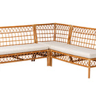 bali & pari Capella Modern Bohemian Honey Rattan 3-Piece Dining Nook Banquette Set
