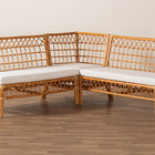 bali & pari Capella Modern Bohemian Honey Rattan 3-Piece Dining Nook Banquette Set