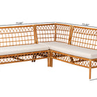 bali & pari Capella Modern Bohemian Honey Rattan 3-Piece Dining Nook Banquette Set