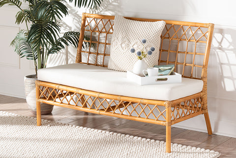 bali & pari Capella Modern Bohemian Honey Rattan Dining Bench