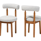 Baxton Studio Edric Modern Japandi Light Grey Boucle Fabric and Walnut Brown Finished Wood 2-Piece Dining Chair Set