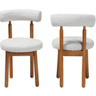 Baxton Studio Edric Modern Japandi Light Grey Boucle Fabric and Walnut Brown Finished Wood 2-Piece Dining Chair Set