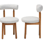 Baxton Studio Edric Modern Japandi Light Grey Boucle Fabric and Walnut Brown Finished Wood 2-Piece Dining Chair Set