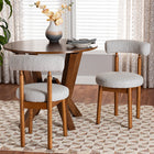 Baxton Studio Edric Modern Japandi Light Grey Boucle Fabric and Walnut Brown Finished Wood 2-Piece Dining Chair Set