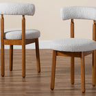 Baxton Studio Edric Modern Japandi Light Grey Boucle Fabric and Walnut Brown Finished Wood 2-Piece Dining Chair Set