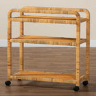 bali & pari Delphine Modern Bohemian Natural Rattan Kitchen Cart