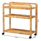 bali & pari Delphine Modern Bohemian Natural Rattan Kitchen Cart