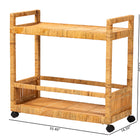 bali & pari Genet Modern Bohemian Natural Brown Rattan and Teak Wood 2-Tier Kitchen Cart