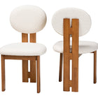 Baxton Studio Kacela Modern Japandi Cream Boucle Fabric and Walnut Brown Finished Wood 2-Piece Dining Chair Set