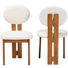 Baxton Studio Kacela Modern Japandi Cream Boucle Fabric and Walnut Brown Finished Wood 2-Piece Dining Chair Set
