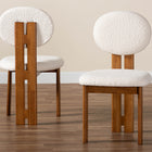 Baxton Studio Kacela Modern Japandi Cream Boucle Fabric and Walnut Brown Finished Wood 2-Piece Dining Chair Set