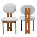 Baxton Studio Kacela Modern Japandi Light Grey Boucle Fabric and Walnut Brown Finished Wood 2-Piece Dining Chair Set