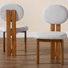 Baxton Studio Kacela Modern Japandi Light Grey Boucle Fabric and Walnut Brown Finished Wood 2-Piece Dining Chair Set