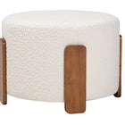 Baxton Studio Finlay Modern Japandi Cream Boucle Fabric and Walnut Brown Finished Wood Ottoman Footstool
