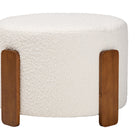 Baxton Studio Finlay Modern Japandi Cream Boucle Fabric and Walnut Brown Finished Wood Ottoman Footstool