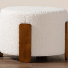 Baxton Studio Finlay Modern Japandi Cream Boucle Fabric and Walnut Brown Finished Wood Ottoman Footstool
