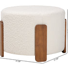 Baxton Studio Finlay Modern Japandi Cream Boucle Fabric and Walnut Brown Finished Wood Ottoman Footstool