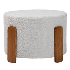 Baxton Studio Finlay Modern Japandi Light Grey Boucle Fabric and Walnut Brown Finished Wood Ottoman Footstool