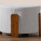 Baxton Studio Finlay Modern Japandi Light Grey Boucle Fabric and Walnut Brown Finished Wood Ottoman Footstool