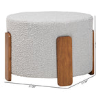 Baxton Studio Finlay Modern Japandi Light Grey Boucle Fabric and Walnut Brown Finished Wood Ottoman Footstool