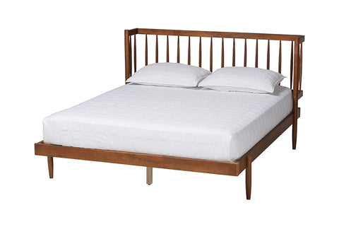 Baxton Studio Calderon Retro-Modern Walnut Brown Finished Wood Queen Size Platform Bed