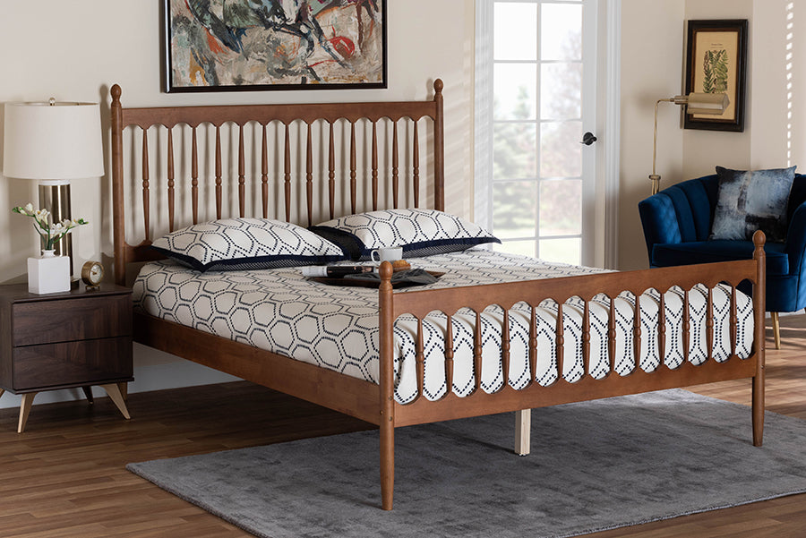 Baxton Studio Deance Retro-Modern Walnut Brown Finished Wood Queen Size Platform Bed