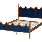 Baxton Studio Calgary Retro-Modern Royal Blue Velvet Fabric and Walnut Brown Wood Queen Size Platform Bed