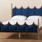 Baxton Studio Calgary Retro-Modern Royal Blue Velvet Fabric and Walnut Brown Wood Queen Size Platform Bed