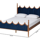 Baxton Studio Calgary Retro-Modern Royal Blue Velvet Fabric and Walnut Brown Wood Queen Size Platform Bed