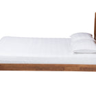 Baxton Studio Thatcher Mid-Century Modern Walnut Brown Finished Wood Queen Size Platform Bed with Woven Rattan