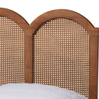 Baxton Studio Thatcher Mid-Century Modern Walnut Brown Finished Wood Queen Size Platform Bed with Woven Rattan